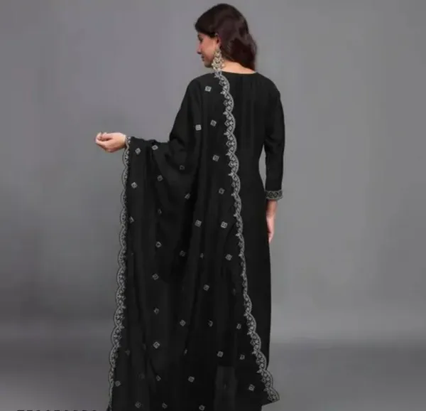 Black_Rayon_Straight_Kurta_Set_With_Dupatta_For_Women