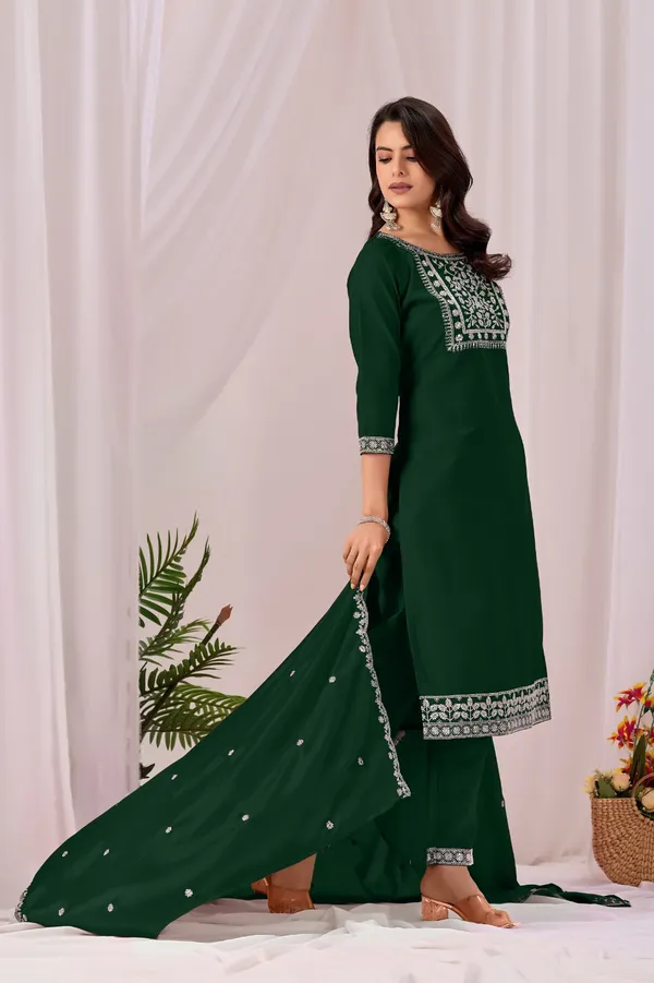 Green_Rayon_Straight_Kurta_Set_With_Dupatta_For_Women