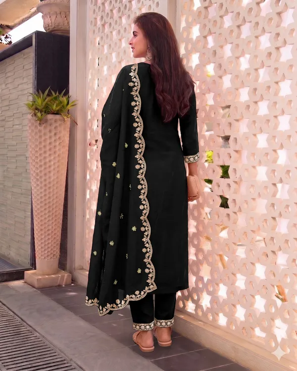 Black_Rayon_Straight_Kurta_Set_With_Dupatta_For_Women