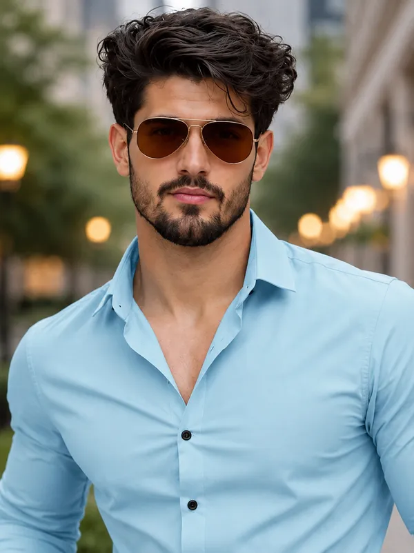 Light_Blue_Slim_Fit_Casual_Shirt_For_Men