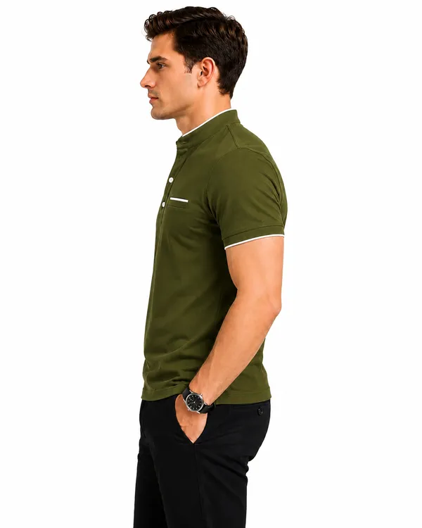 Olive_Green_Slim_Fit_Polo_T_Shirt_For_Men