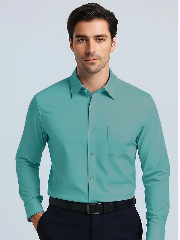 Seagreen_Long_Sleeve_Formal_Shirt_For_Men