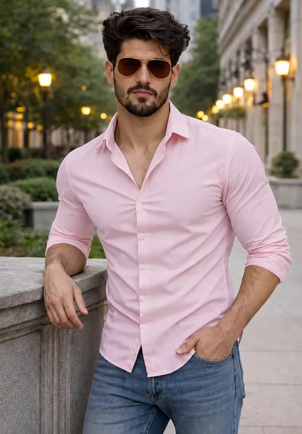 Pink_Full_Sleeve_Casual_Shirt_For_Men