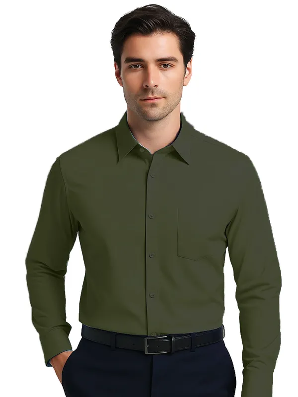 Olive_Green_Full_Sleeve_Shirt_For_Men