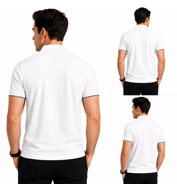 White_Mandarin_Collar_Polo_T_Shirt_For_Men