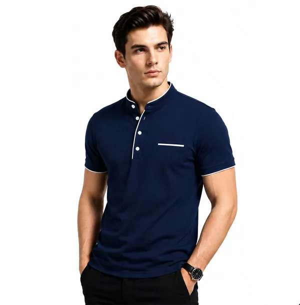 Navy_Blue_Band_Collar_Polo_T_Shirt_For_Men