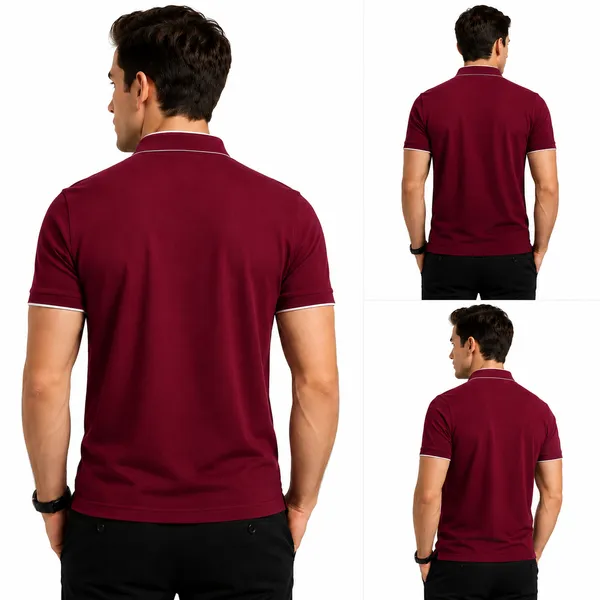 Maroon_Mandarin_Collar_Polo_T_Shirt_For_Men
