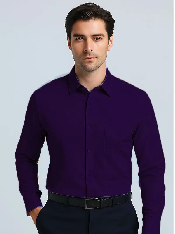 Violet_Full_Sleeve_Button_Down_Shirt_For_Men
