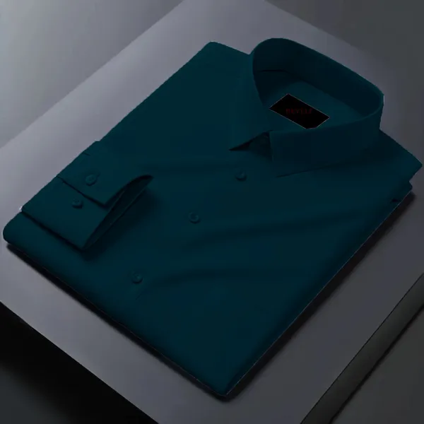 Teal_Solid_Long_Sleeve_Formal_Shirt_For_Men