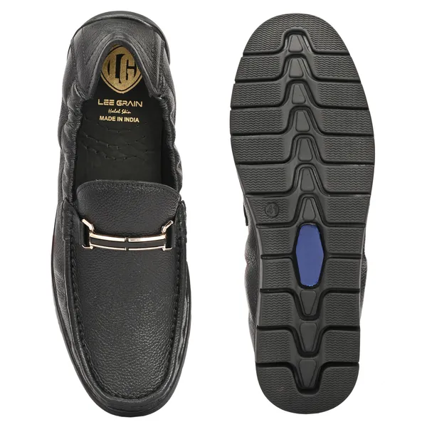 Lee_Grain_Black_Latest___Slip-On_Textured_Panel_Loafers_For_Men