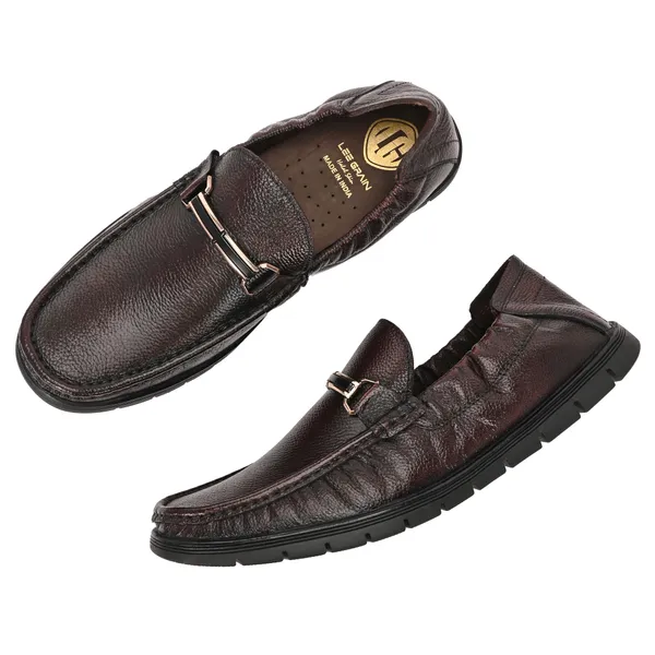 Lee_Grain_Brown_Latest___Slip-On_Textured_Panel_Loafers_For_Men