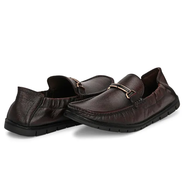 Lee_Grain_Brown_Latest___Slip-On_Textured_Panel_Loafers_For_Men