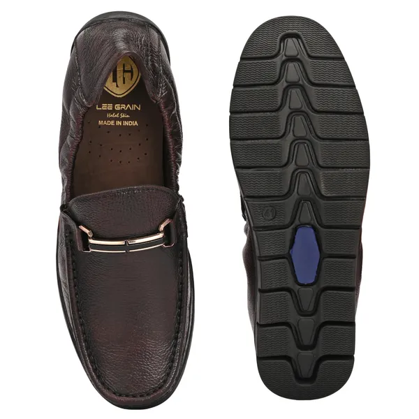 Lee_Grain_Brown_Latest___Slip-On_Textured_Panel_Loafers_For_Men