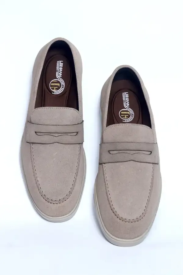 Lee_Grain_Latest_beige_suede__Leather_Shoes_For_Men