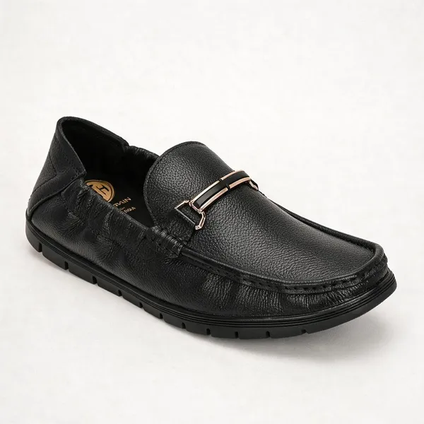 Lee_Grain_Black_Latest___Slip-On_Textured_Panel_Loafers_For_Men