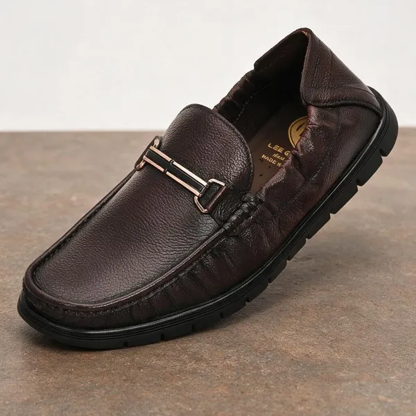 Lee_Grain_Brown_Latest___Slip-On_Textured_Panel_Loafers_For_Men