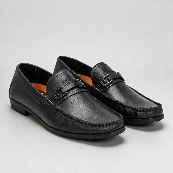 Lee_Grain_Black_Latest___Slip-On_Buckle_Accent_Loafers_For_Men