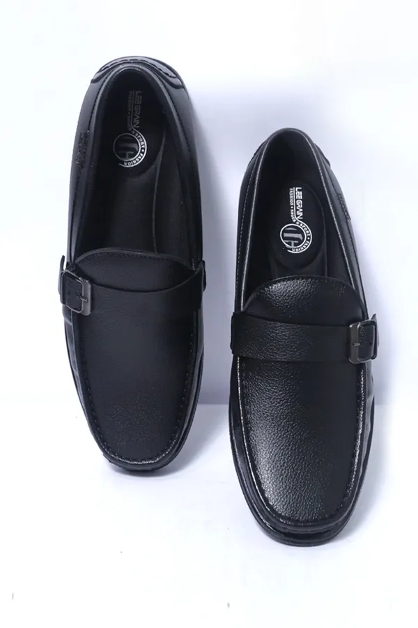 Lee_Grain_Black_Latest___Buckle_Strap_Textured_Loafers_For_Men