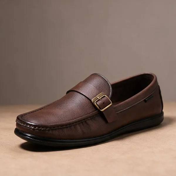 Lee_Grain_Brown_Latest___Buckle_Strap_Textured_Loafers_For_Men