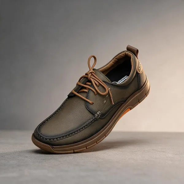 Lee_Grain_Olive_Latest___Lace-Up_Moc-Toe_Casual_Shoes_For_Men