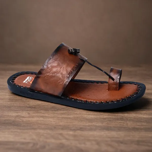 Lee_Grain_Tan_Latest___Casual_Toe_Loop_Slipper_For_Men