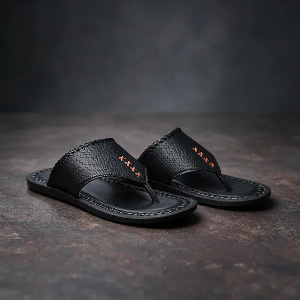 Lee_Grain_Black_Latest___Woven_Open-Toe_Slip-On_Slippers_For_Men