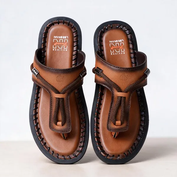 Lee_Grain_Tan_Latest___T-Strap_Casual_Sandals_For_Men