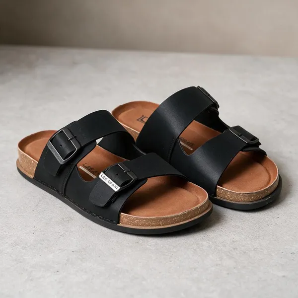 Lee_Grain_Brown_And_Black_Latest___Double_Buckle_Strap_Sandals_For_Men