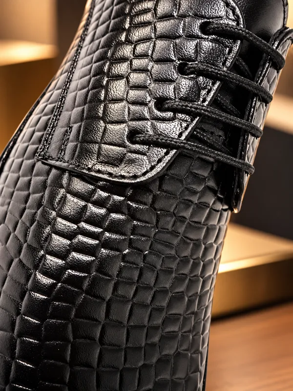 Leegrain_Latest_Black_Woven-Texture_Oxford_Dress_Shoe_for_mens_