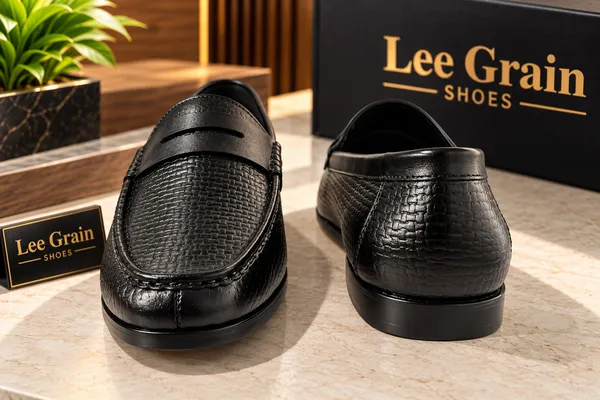 Leegrain_Men’s_Premium_Black_Woven-Texture_Penny_Loafers.