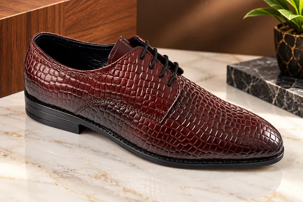 Leegrain_Men’s_Premium_Burgundy_Woven-Texture_Lace-Up_Formal_Shoes.