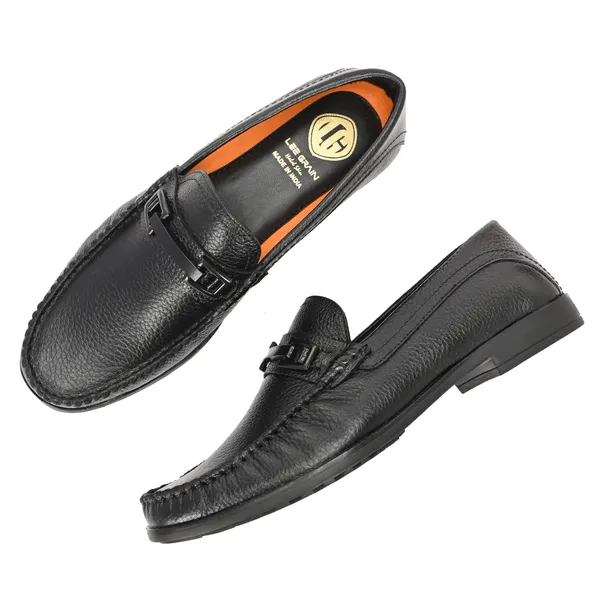 Lee_Grain_Black_Latest___Slip-On_Buckle_Accent_Loafers_For_Men