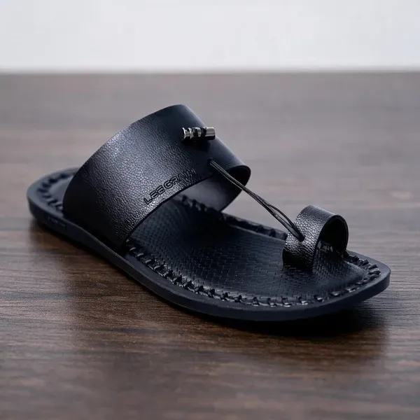 Lee_Grain_Black_Latest_Casual_Toe_Loop_Sandals_For_Men