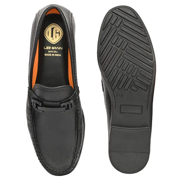 Lee_Grain_Black_Latest___Slip-On_Buckle_Accent_Loafers_For_Men