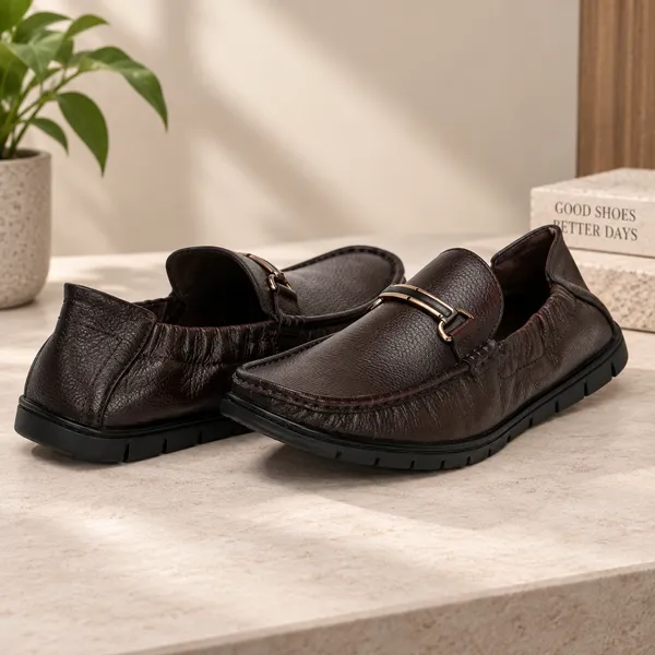 Lee_Grain_Brown_Latest___Slip-On_Textured_Panel_Loafers_For_Men