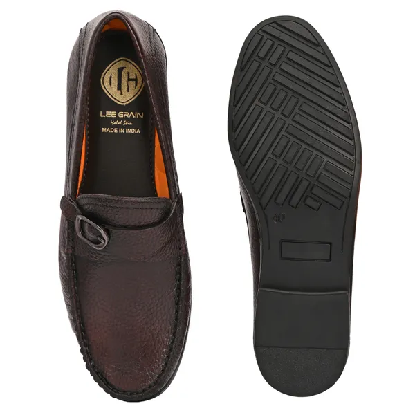 Lee_Grain_Brown_Latest___Buckle_Slip-On_Loafers_For_Men