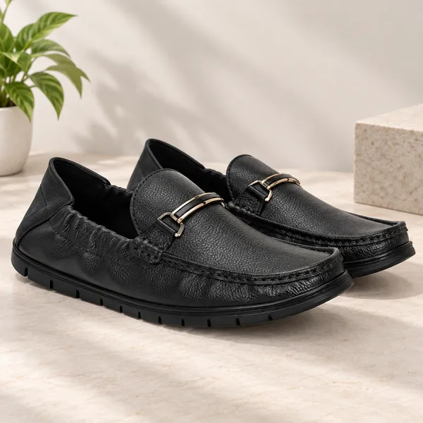 Lee_Grain_Black_Latest___Slip-On_Textured_Panel_Loafers_For_Men