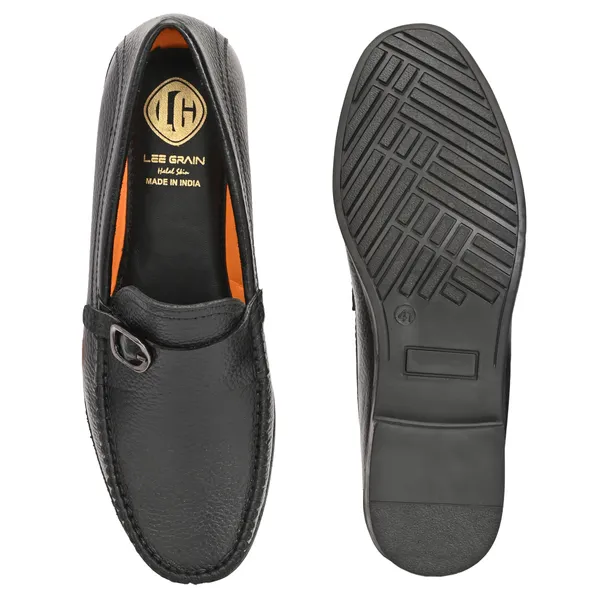 Lee_Grain_Black_Latest___Buckle_Slip-On_Loafers_For_Men