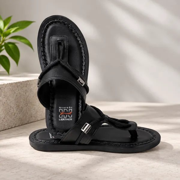Lee_Grain_Black_Latest___T-Strap_Casual_Sandals_For_Men