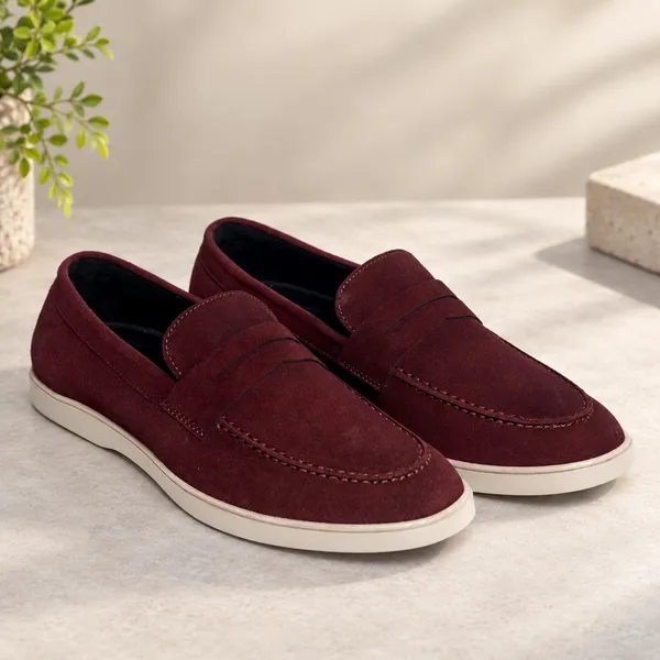 Lee_Grain_Latest_Maroon_suede_Leather_Shoes_For_Men