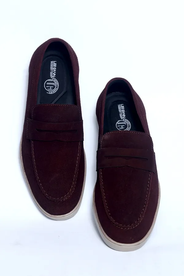 Lee_Grain_Latest_Maroon_suede_Leather_Shoes_For_Men