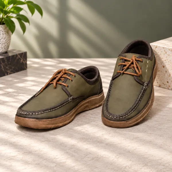 Lee_Grain_Olive_Latest___Lace-Up_Moc-Toe_Casual_Shoes_For_Men