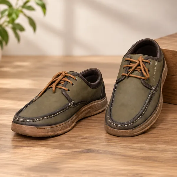 Lee_Grain_Olive_Latest___Lace-Up_Moc-Toe_Casual_Shoes_For_Men