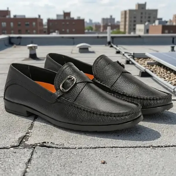 Lee_Grain_Black_Latest___Buckle_Slip-On_Loafers_For_Men