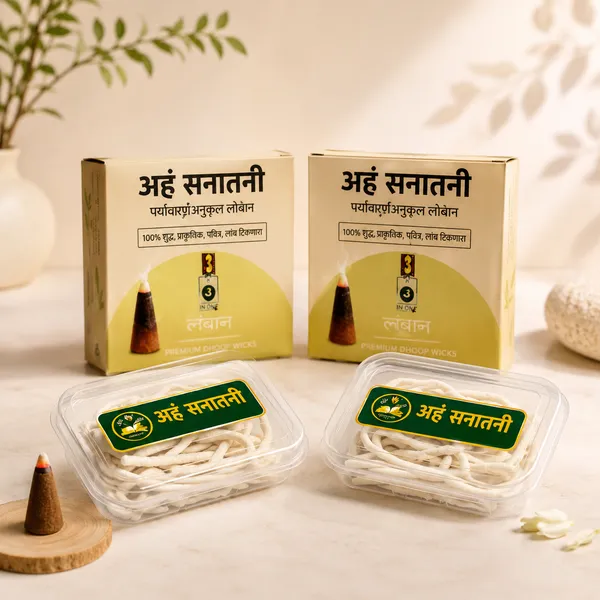 White_And_Brown_Long_Cotton_Wicks_Incense_Dhoop_Cones_-8_Gm_Each_(Pack_Of_24)