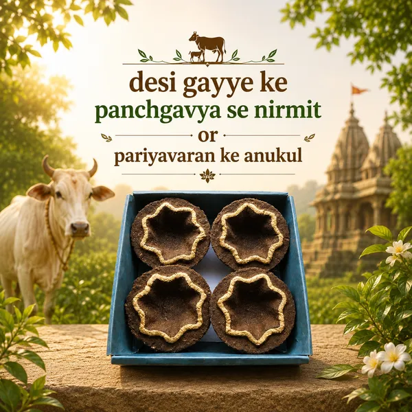 Kamal_Panchgavya_Diya_/_Gobbar_Diya_/_Cow_Dung_Diya_-_Pack_Of_4