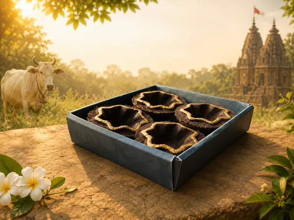Kamal_Panchgavya_Diya_/_Gobbar_Diya_/_Cow_Dung_Diya_-_Pack_Of_4