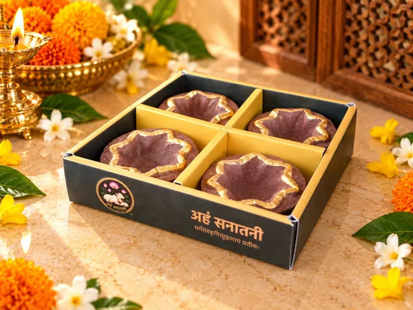 Kamal_Panchgavya_Diya_/_Gobbar_Diya_/_Cow_Dung_Diya_-_Pack_Of_4