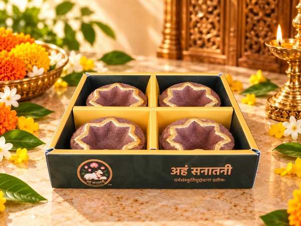 Kamal_Panchgavya_Diya_/_Gobbar_Diya_/_Cow_Dung_Diya_-_Pack_Of_4