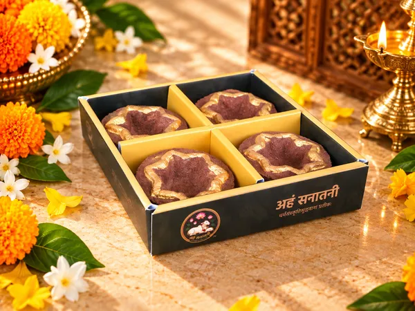 Kamal_Panchgavya_Diya_/_Gobbar_Diya_/_Cow_Dung_Diya_-_Pack_Of_4
